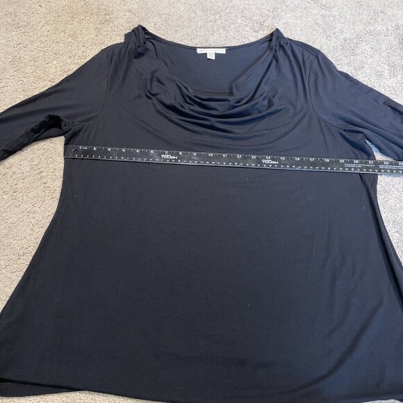 JM Collection Sequin Top Tunic Womens 2X Black Cowl Drapey Layered Stretch NWT - Picture 7 of 10